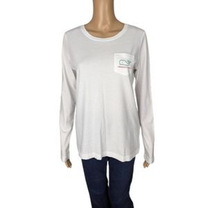 Vineyard Vines Long Sleeve Santa Whale Pocket Tee XS
